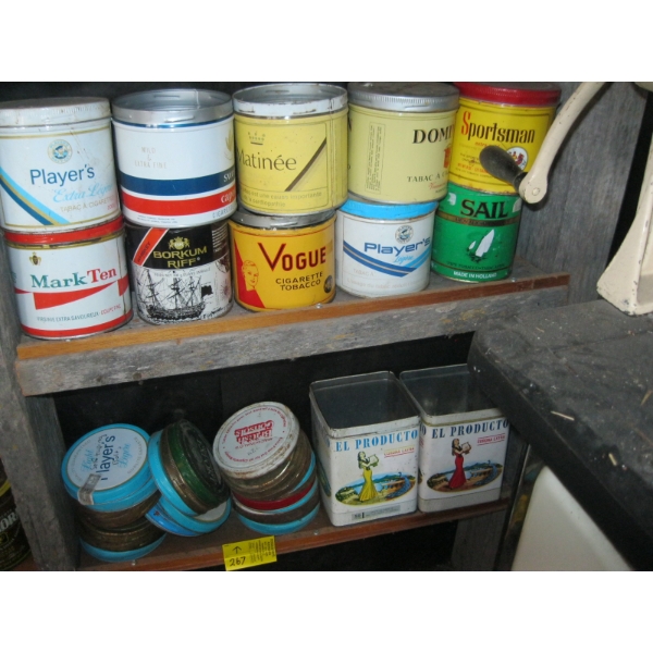 ASST. TOBACCO TINS, LIDS, ETC.