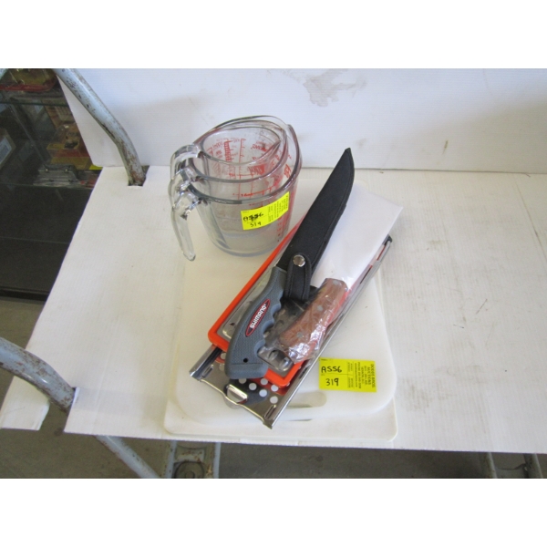 CUTTING BOARDS, KNIFE, CLEAVER, MEASURING CUPS, ETC.