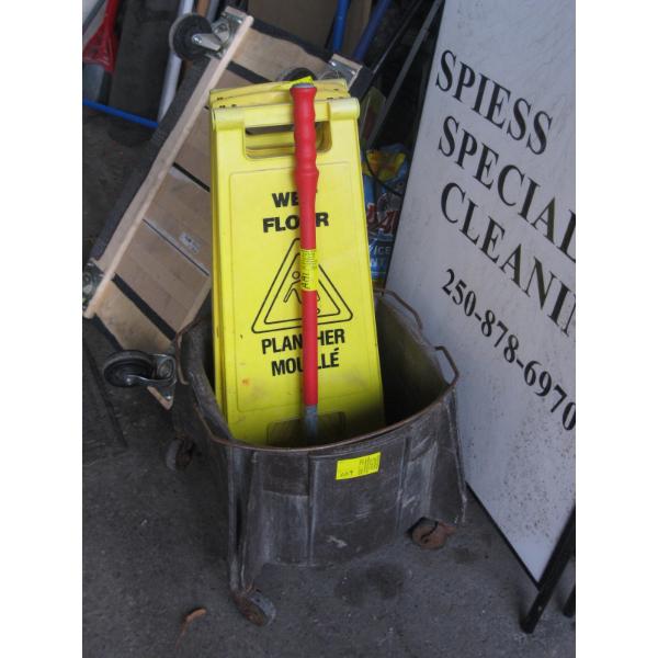 MOP BUCKET & 4 WET FLOOR SIGNS