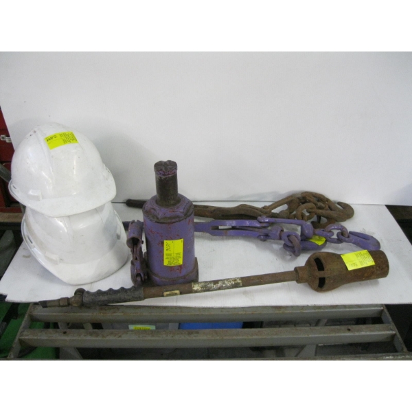 HYDRAULIC JACK, CHAIN BOOMERS, TIGER TORCH, HARDHATS