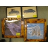 Image 1 : 4 FRAMED PICTURES - WOLF, BEAR & 2 CARS