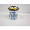 Image 1 : BISCUIT CERAMIC JAR W/BRASS LID & HANDLE