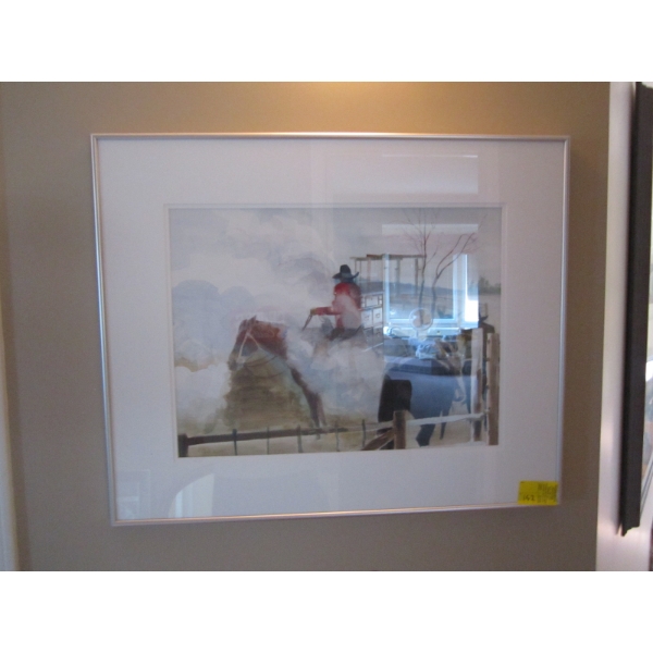 FRAMED PAINTING BY F. CLARK, '89, WESTERN SCENE