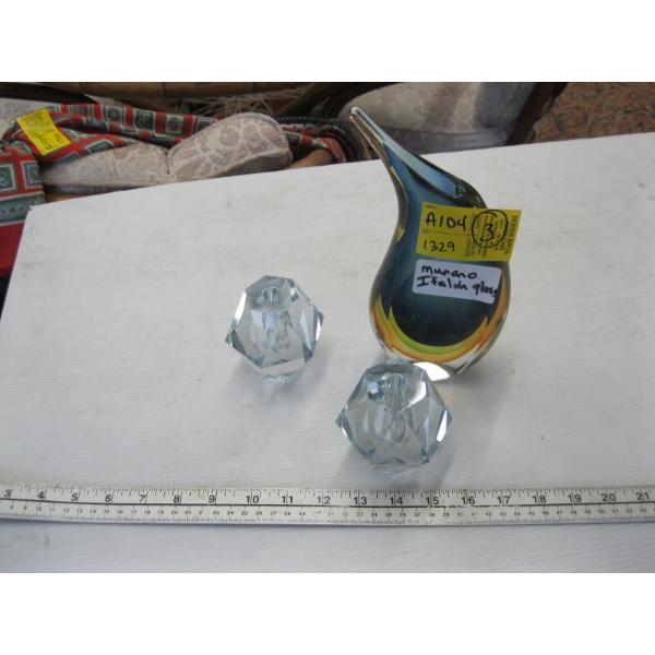3 PIECES OF MCM ITALIAN MURANO GLASS