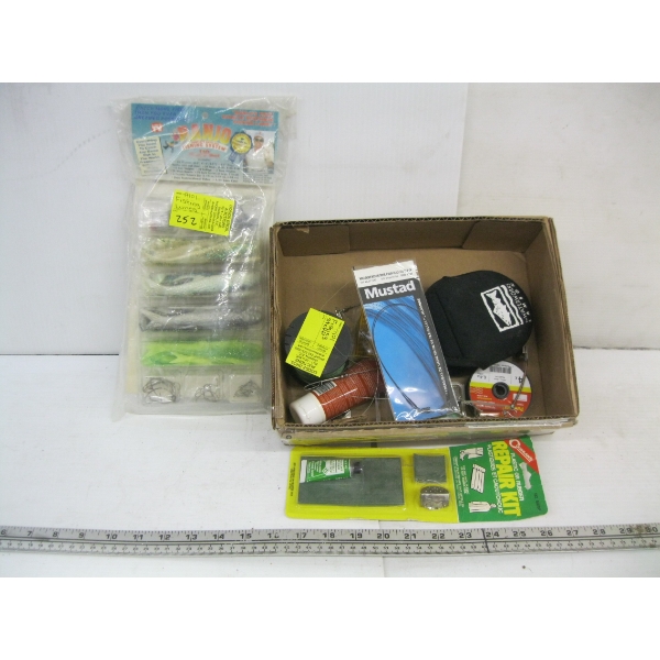 ASST. FISHING LURES, CAMPING ITEMS, ETC.