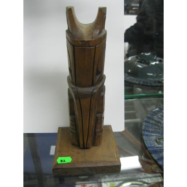 CARVED, SIGNED WOODEN TOTEM POLE