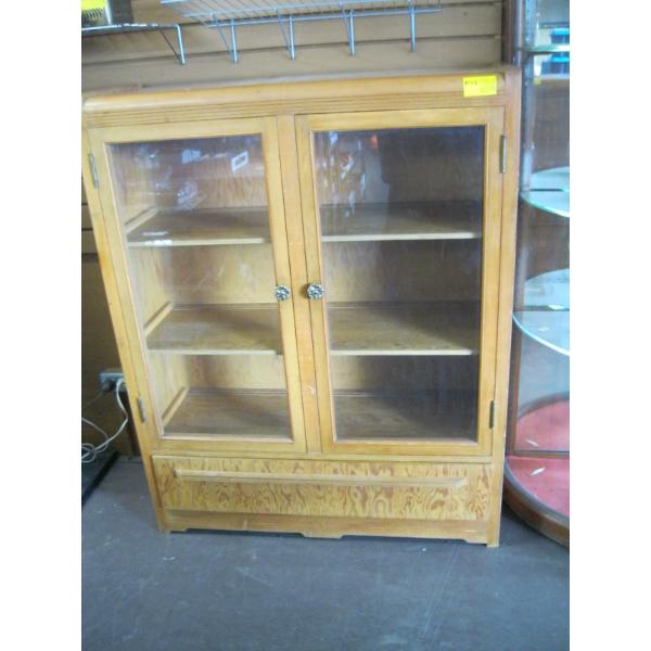 ANTIQUE GLASS DOOR CABINET