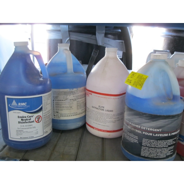 4 CONTAINERS OF MISC. PRESSURE WASHER DETERGENT, FLOOR CLEANER, ETC.