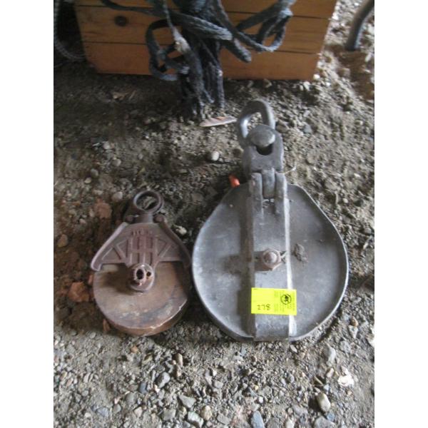 2 VINTAGE PULLEYS