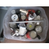 Image 3 : 2 BINS OF TAPE, PAINT, SPRAY BOTTLES, ETC.