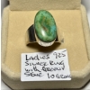 Image 1 : LADIES .925 SILVER RING W/GREEN STONE, 10G, SZ 6