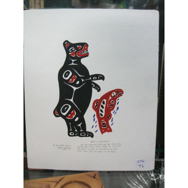 PAINTING BY GEO. MCKAY, 1/1 "BEAR & SALMON"