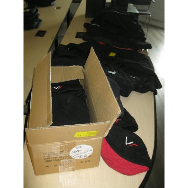 BLACK TOQUES, HATS, SHIRTS, ETC.