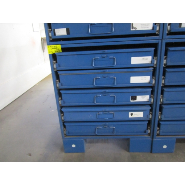 5 DRAWER CABINET W/STAND W/DRILL BITS, ETC.