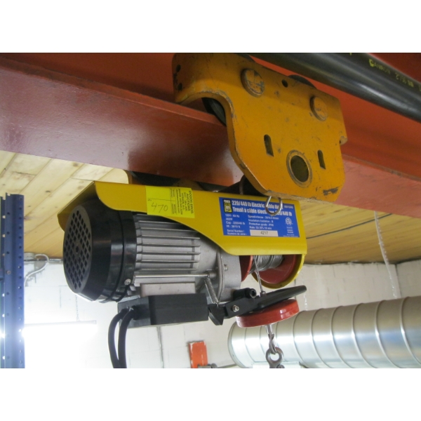 OVERHEAD ELECTRIC CABLE HOIST W/TROLLEY RUNNER