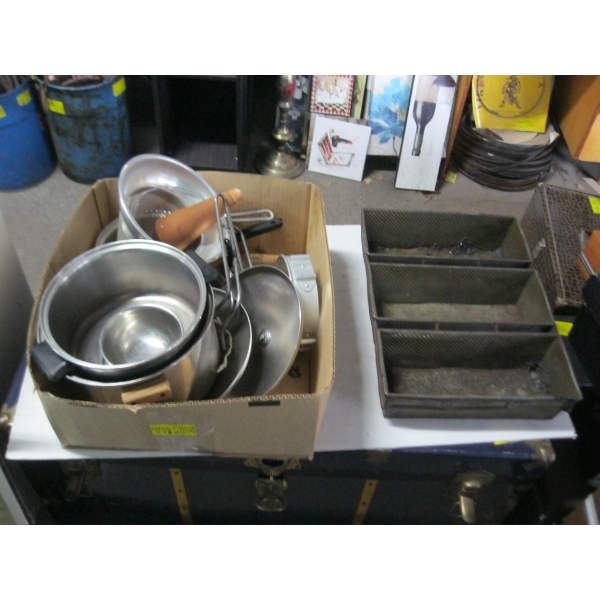MISC. POTS, BREAD PAN, ETC.