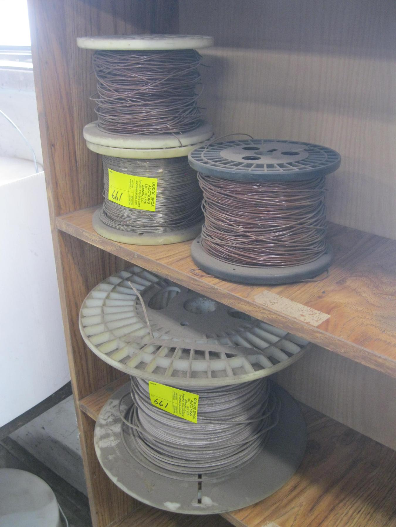 Split Wire Spool 3 SM. SPOOLS OF COPPER WIRE & 1 LG. SPOOL OF WIRE