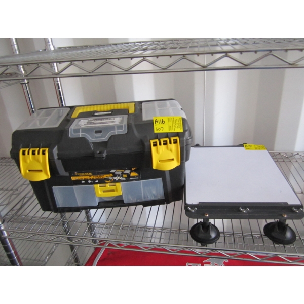 TOOLBOX W/ASST. TOOLS & A SUCTION MOUNT WHITEBOARD