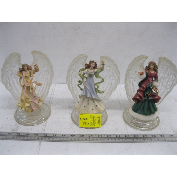 3 CRYSTAL ANGEL FIGURINES