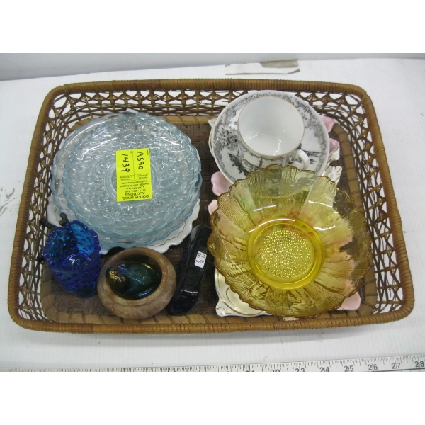 ASST. GLASS PLATES ART VARGAS SIGNED IN BASKET