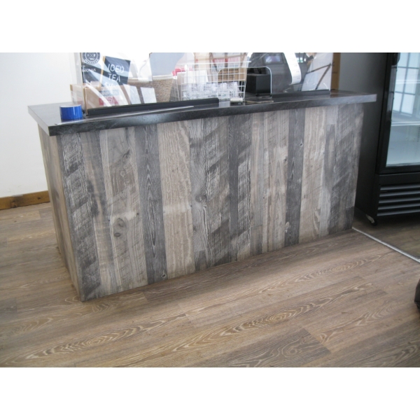 MATCHING ARBORITE TOP COUNTER W/PLEXIGLASS SHIELD & SINGLE DRAWER - 29"X68"
