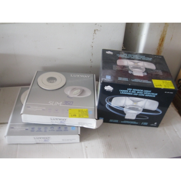 2 - 4" LED RECESSED LIGHT FIXTURES & A LED SENSOR LIGHT
