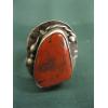 Image 1 : SILVER RING W/RED CORAL STONE, SZ 14