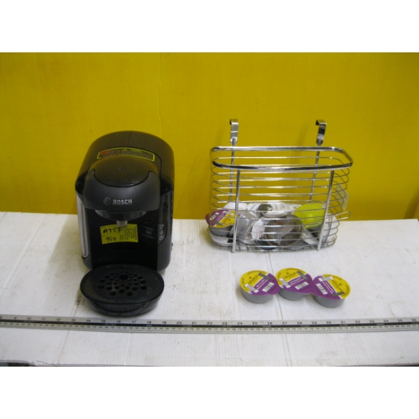 BOSCH COFFEEMAKER W/METAL TRAY OF PODS