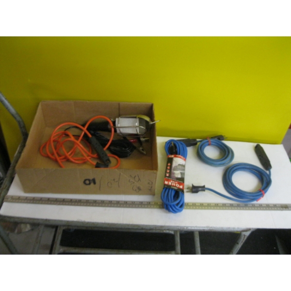 MISC. EXTENSION CORDS, 12V TROUBLE LIGHT, ETC.