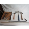 Image 1 : FLAT OF MISC. HAMMERS, HATCHET, PRYBAR, ETC.