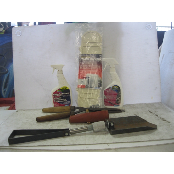 RUBBER ROOF CLEANER, RV PROPANE TANK COVER LID, ETC.