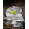 Image 1 : 2 PEDESTAL STANDS, GLASS BOWL, PLATTER & 2 SM. LIDDED CONTAINERS