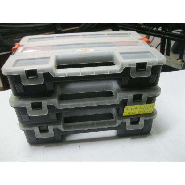 3 STORAGE CONTAINERS W/CONTENTS