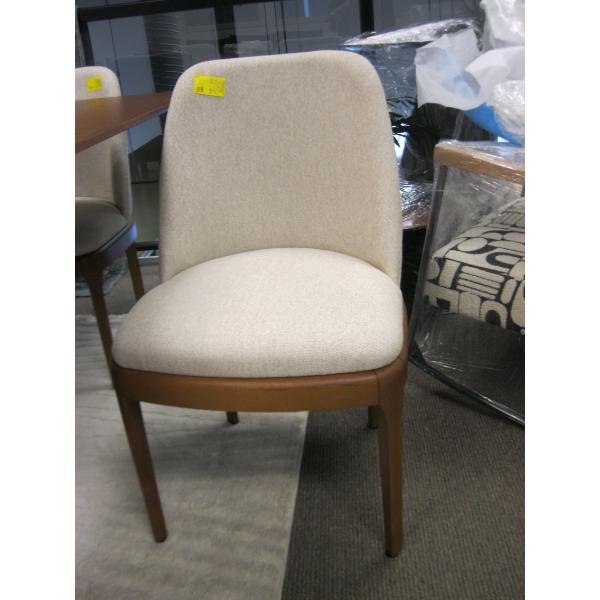 WOOD FRAMED OFF WHITE DINING CHAIR
