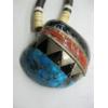 Image 2 : NAVAJO NECKLACE W/SILVER ENDS & LG. PAINTED KEWA SHELL