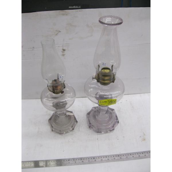 2 OIL LANTERNS - MAUVE GLASS