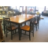 Image 1 : LG. DINING TABLE W/6 WOOD FRAMED CHAIRS & LEAF