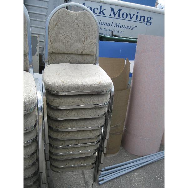 10 CHROME FRAMED STACKING CHAIRS
