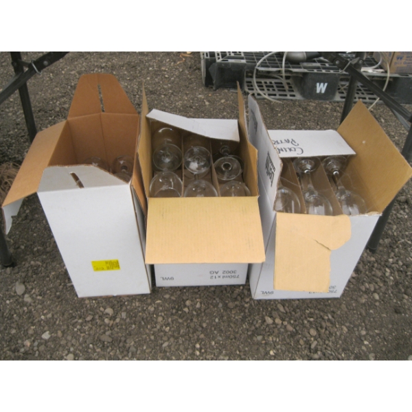 3 BOXES OF WINEGLASSES