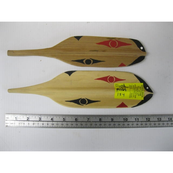 2 CARVED & PAINTED FEATHERS