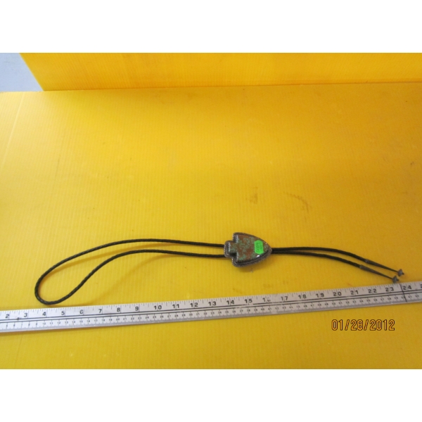 NAVAJA ARROW LOOK BOLO TIE W/GREEN & BROWN STONE