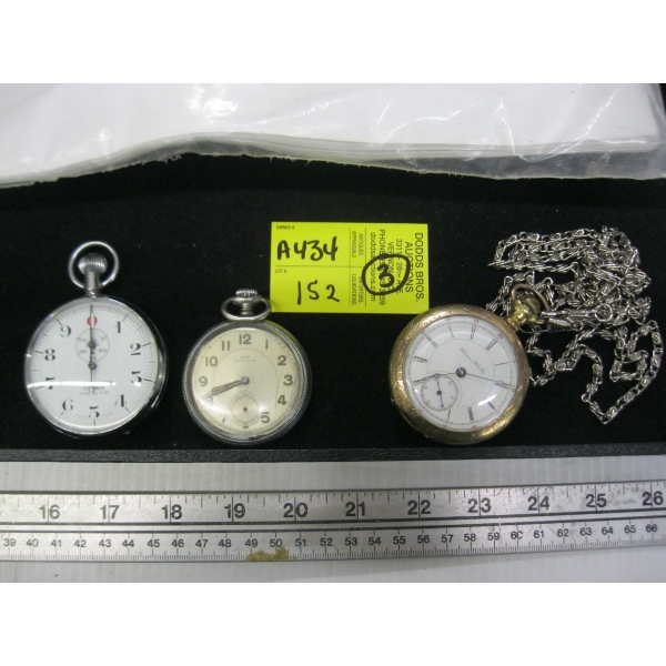2 "AS IS" POCKET WATCHES & A STOP WATCH