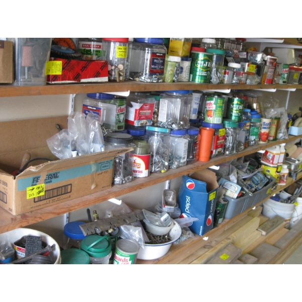LG. SHELF OF ASST. NUTS & BOLTS, ETC.