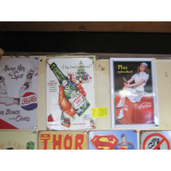 3 METAL SIGNS - COKE, PEPSI & CANADA DRY