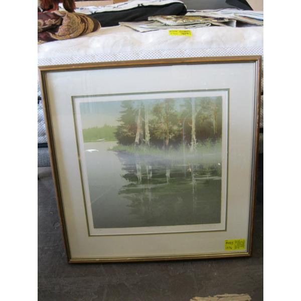 FRAMED NUMBERED PRINT "MOUNTAIN LAKE" 15/186, SIGNED