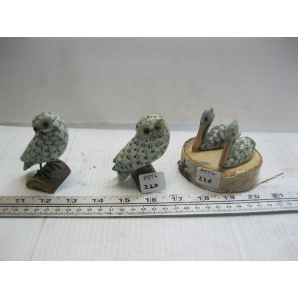 2 SMALL OWLS & 2 PELICANS