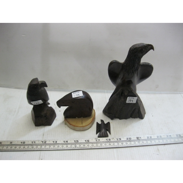 4 EAGLE IRONWOOD FIGURINES