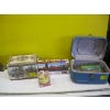 Image 3 : SEWING BASKET W/MISC. CONTENTS & A BLUE SUITCASE W/CONTENTS