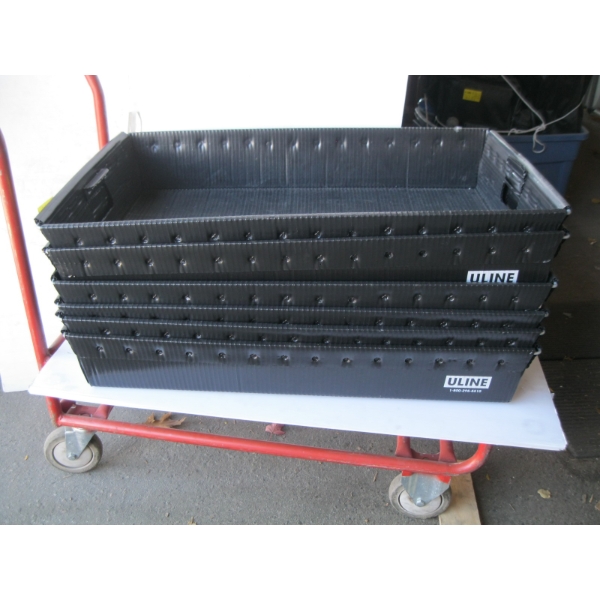 6 BLACK ULINE TUBS W/HANDLES - 31X19X6"