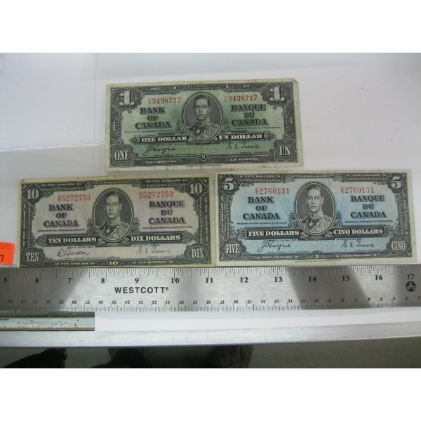 1937 -$10, $5 & $1 BILLS